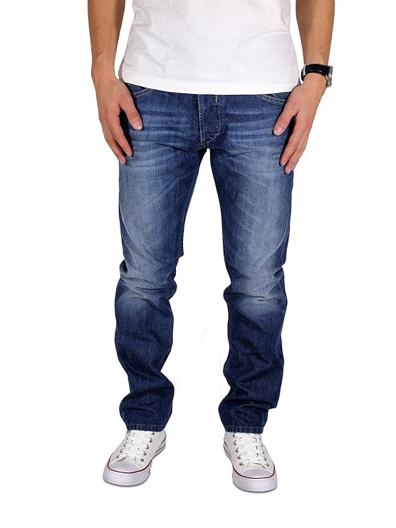 Diesel Belther 0R83P R83P Herren|Jeans Hose Regular Slim Taprered Mittel|Blau