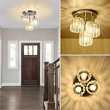 Rayofly 3-Lights Crystal Ceiling Light Chrome Semi Flush Fixture view 2