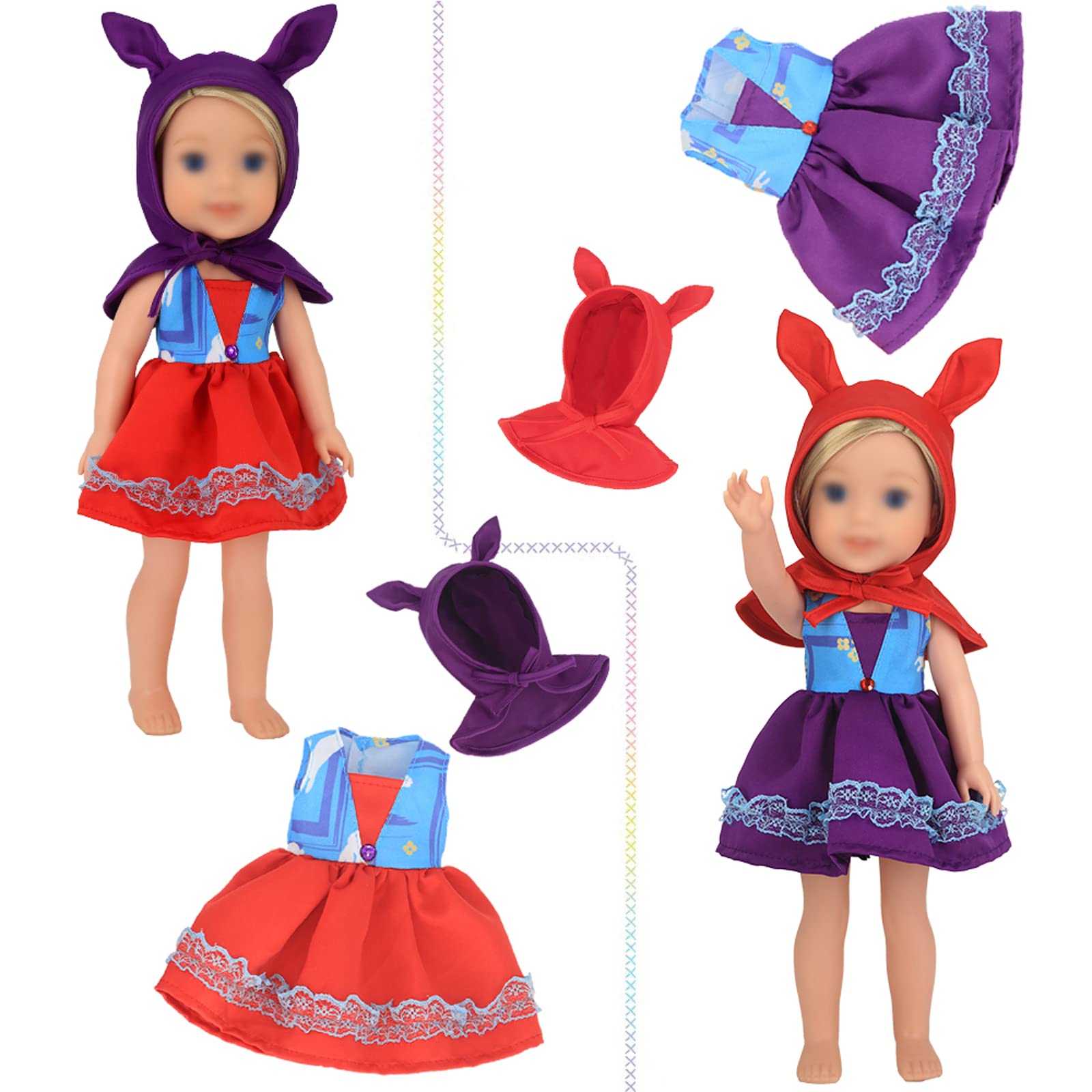 SOTOGO 11 Sets American Wellie Doll Clothes Outfits Dresses Pajamas Swimsuit, Wishers Doll Clothes Fit for 14 to 14.5 Inch Dolls
