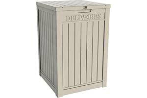 Yardgrace 55 Gallon Resin Package Delivery Box, Lockable, Rust & Moisture Proof Deck Box for Porches, Patios, Indoor & Outdoor, Coffee