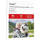 Koala Double sided Thick Glossy Photo Paper 8.5x11 Inch 80LB 100 Sheets | 300GSM Heavyweight Cardstock Paper Compatible with 