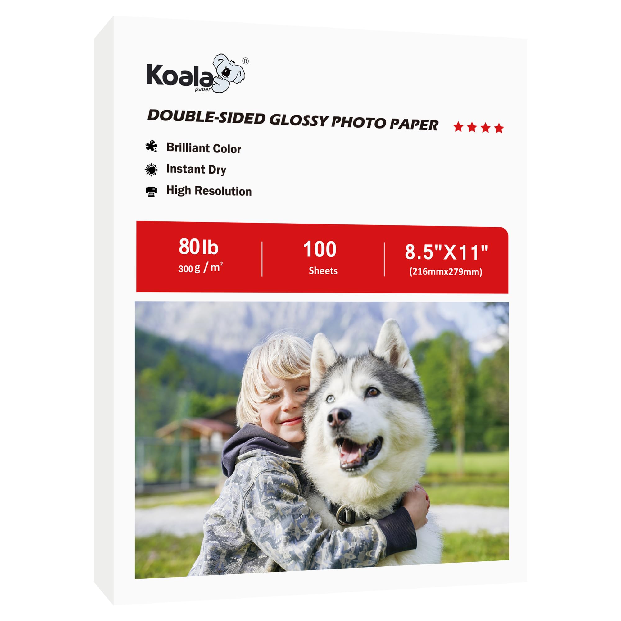 Photo 1 of Koala Thick Photo Paper Double-sided Glossy Heavyweight Paper 8.5X11 Inches 80LB 100 Sheets 300GSM Cardstock Compatible with Inkjet Printer