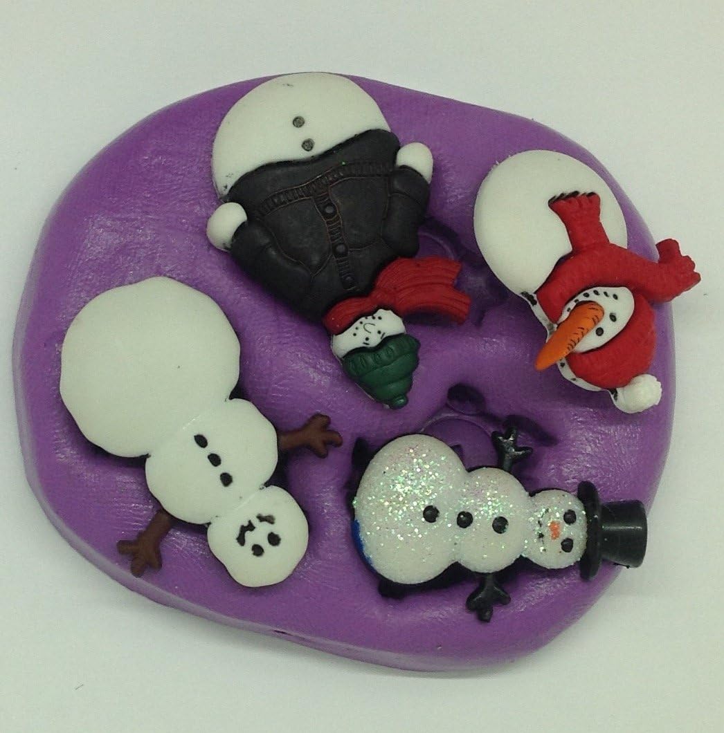 Christmas assorted snowmen silicone mould / mold.characters.topper.cupcake.