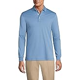 Lands' End Mens Long Sleeve Supima Polo Muted Blue Regular Medium