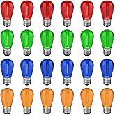 VISTERLITE S14 Colored LED String Light Bulbs, 1 Watt Plastic Shatterproof LED Replacement Bulbs for Indoor Outdoor Patio String Light, E26 Medium Base, Multi-Color: Red/Green/Blue/Orange