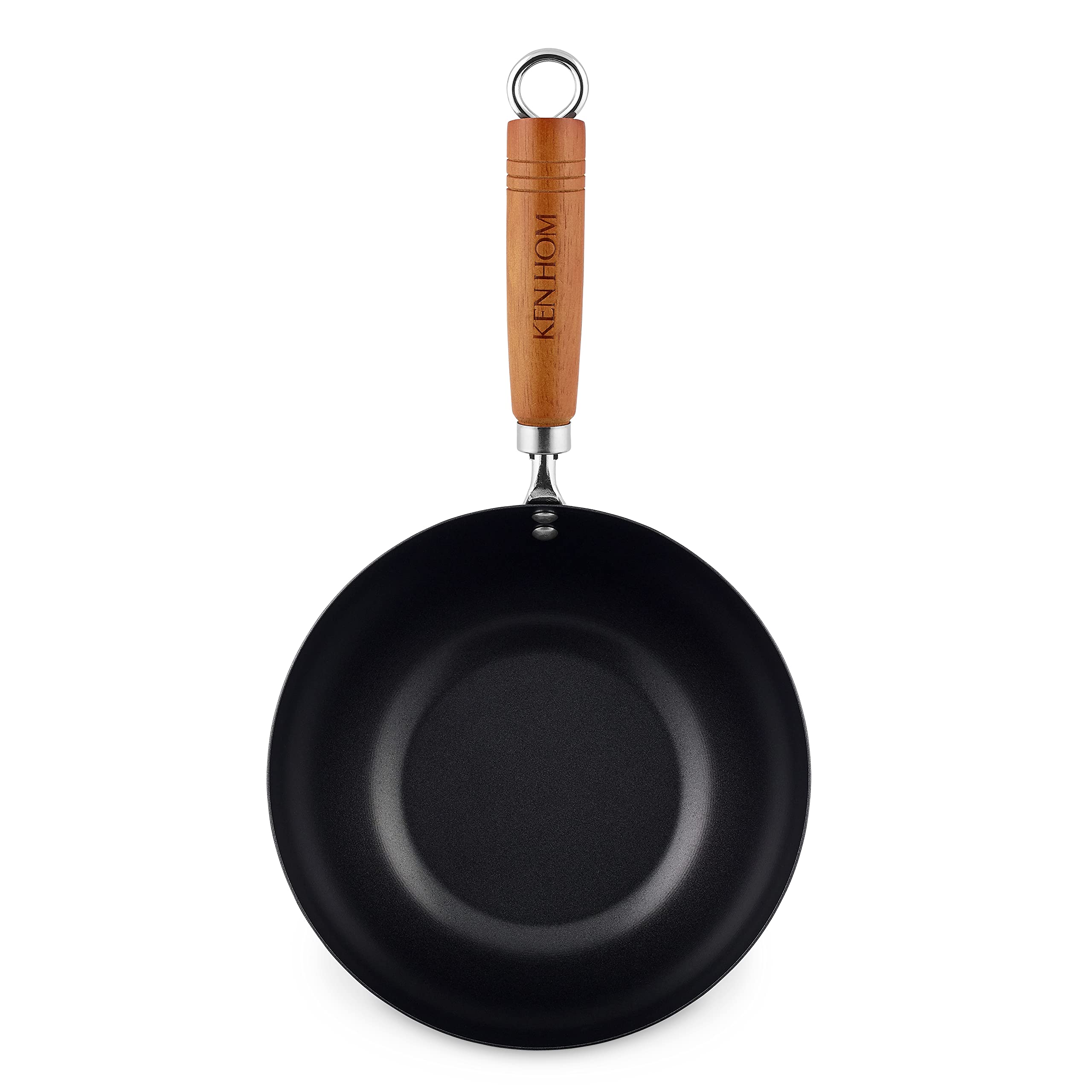 Ken-Hom-KH320001-Mini-Wok-Acero-Carbono-Antiadherente-20cm-Classic-Sarten-Sin-InduccionCon-Mango-De-MaderaBase