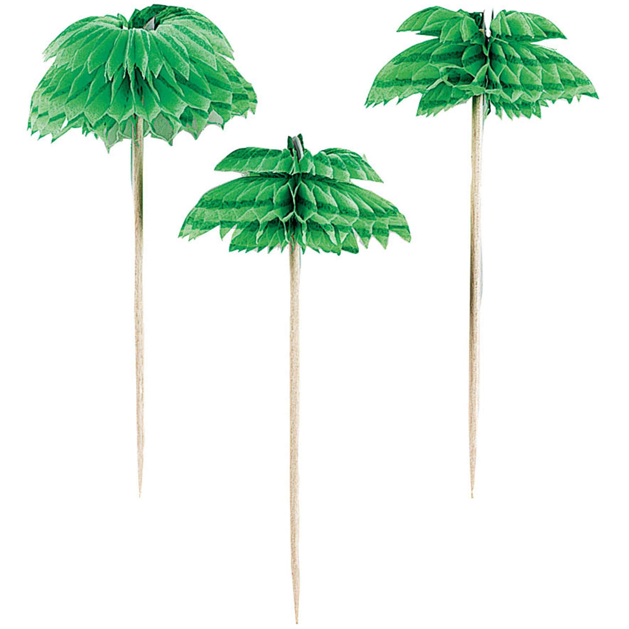 (PKT) Palm Tree Honeycomb Picks 7.6cm (12 pk), Green