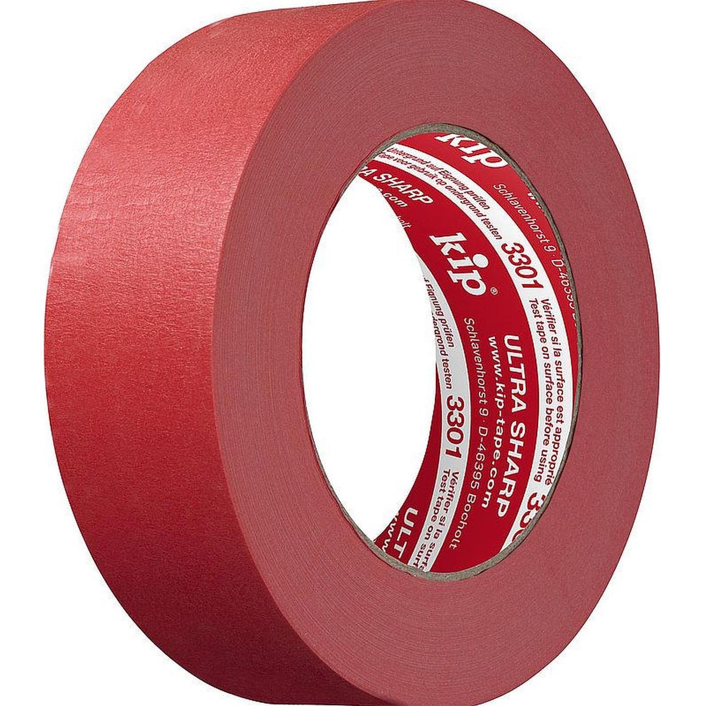 kip Tape 3301 Ultra Sharp Masking Tape - Professional Masking Tape for Ultra Sharp Edges when Painting & Varnishing - 36mm x 50m Red