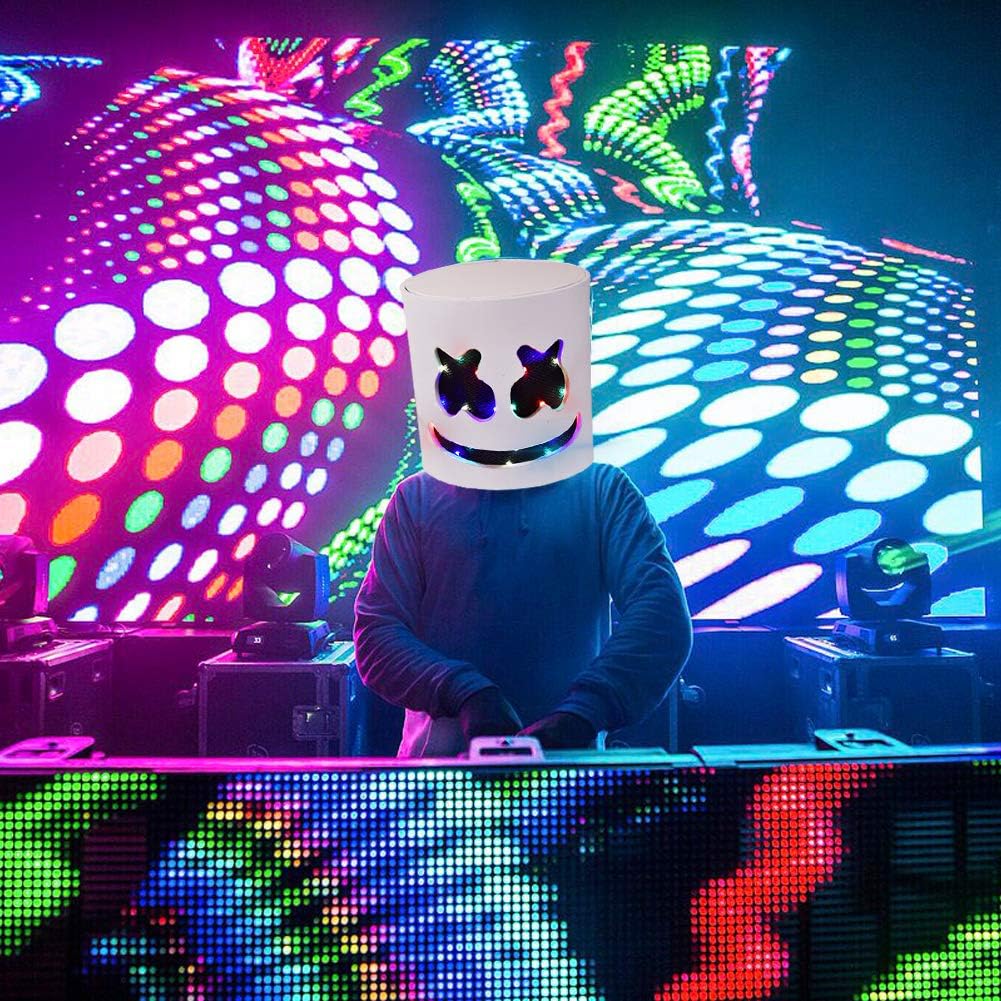 Rednow LED DJ Mask Music Festival Full Head Masks Helmet for Men Women Kids Thanksgiving Christmas Halloween: Clothing