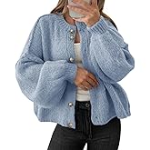 Saodimallsu Womens Oversized Cardigans Button Up Long Lantern Sleeve Chunky Knit Casual Soft Fall Sweater Coats