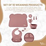 Yum Yum's Baby Weaning Set 10-Piece Pink Feeding Kit with Plates & Bibs view 4