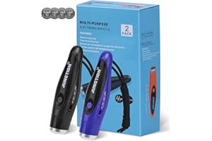 XFLYEE Electronic Whistles 2 Pack, Handheld 3 Tones High Volume Electric Whistles with Lanyard for Teacher, Coaches, Referees, Training Whistle, Loudest Outdoor Emergency Whistle, Sports Whistle Gifts