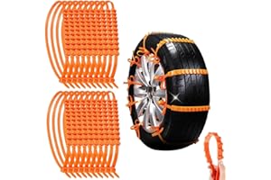 25 Pcs Universal Anti-Skid Snow Tire Chains,Non-Slip Emergency Chains for Snowy & Muddy Roads,Reusable Winter Wheel Chains fo