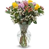 Stargazer Barn Blooming Cheer Bouquet - Vase Included | Fresh Cut Flower Delivery, Hand-Tied in the USA, Gift for Birthday, Anniversary, Sympathy or Home Decor