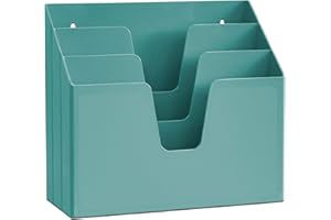 Acrimet Horizontal Triple File Folder Holder Organizer (Solid Green Color)