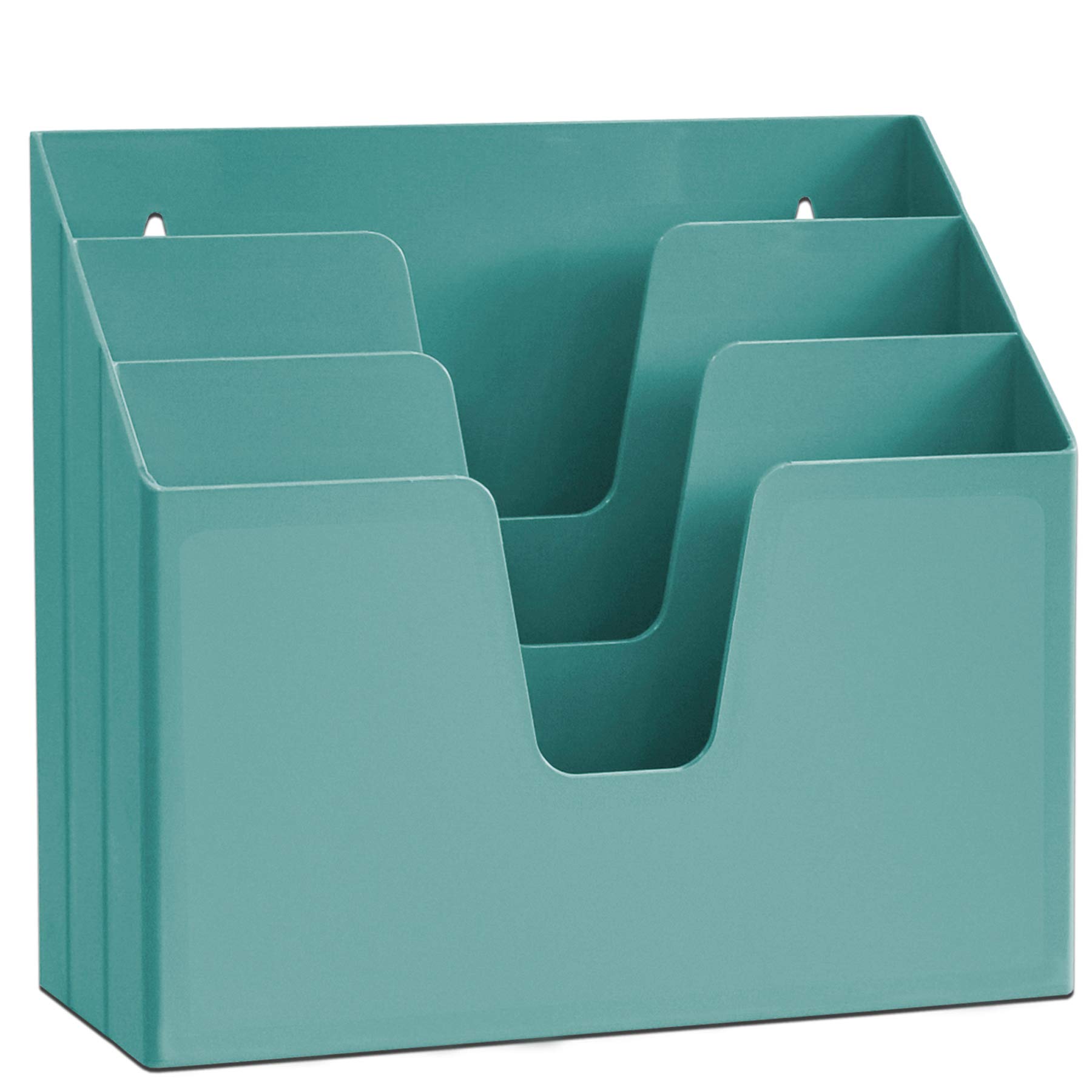 Acrimet Horizontal Triple File Folder Holder, Open Top Desktop Document Sorter for Letter Size Papers & Folders, Plastic (Solid Green)