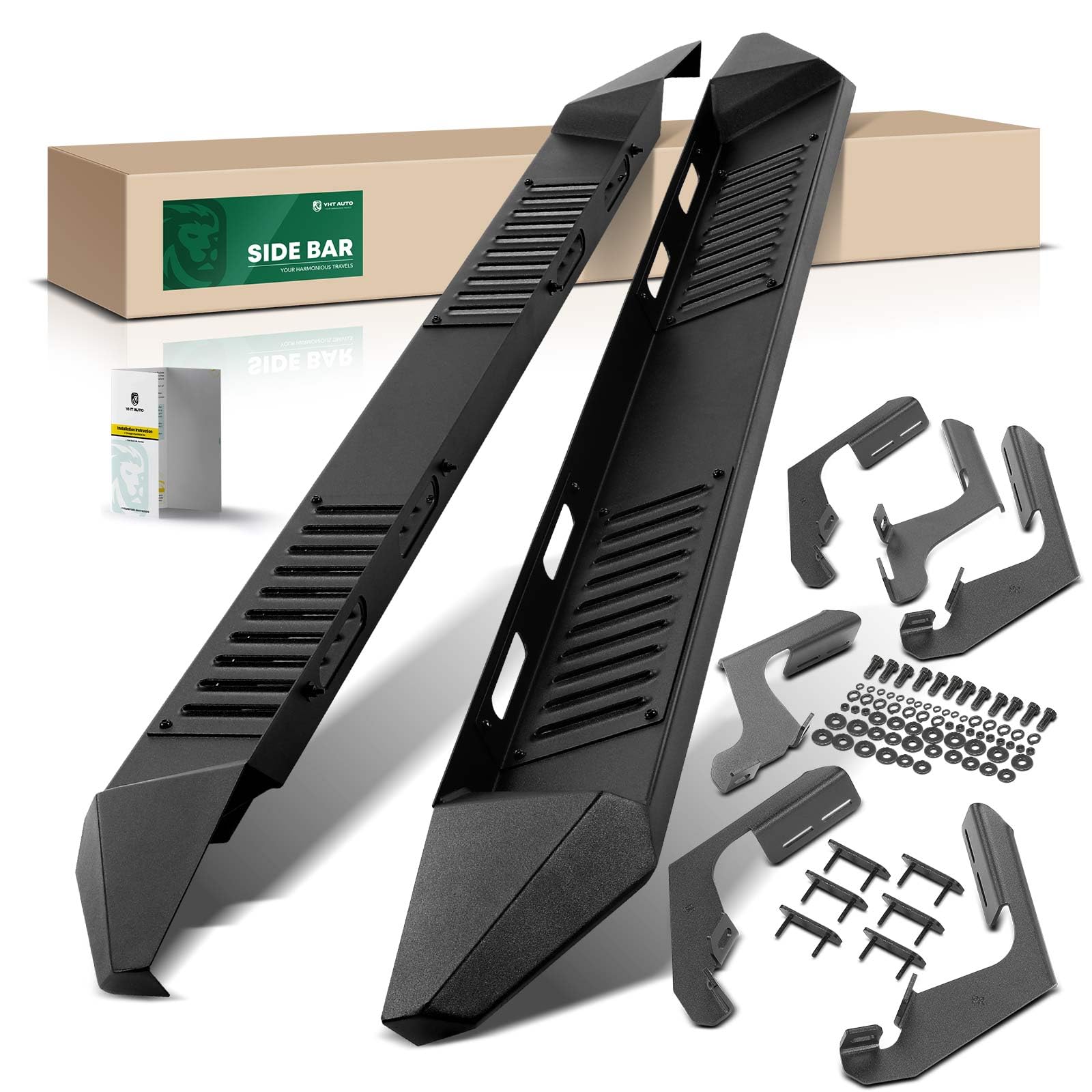 Photo 1 of ** NEW** YHTAUTO 6.25" Running Boards Side Steps Compatible with Ford Ranger 2019-2023, Crew Cab, Carbon Steel Black Powder, Truck Cab Side Step Rails Off-Road Exterior Accessories, Set of 2