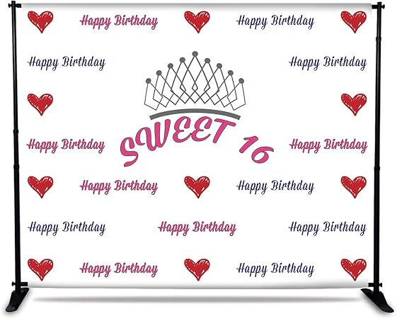 Amazon Com Happy Birthday Sweet 16 Red Heart Theme Custom
