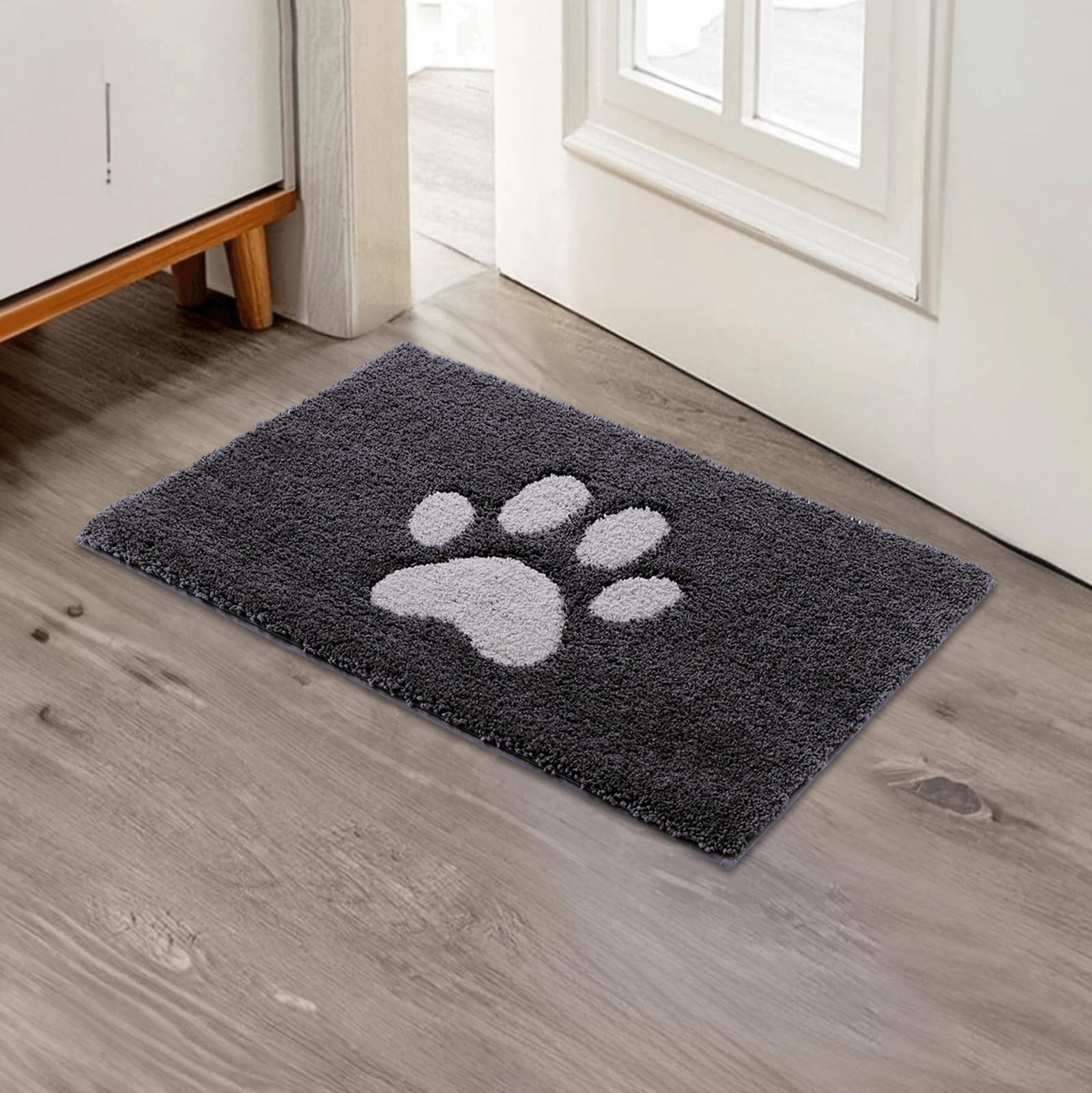 Oiilores Dirt Trapper Door Mat Indoor 40 x 60 cm, Non-Slip Washable Rug, Low-Profile Inside Doormats for Entryway, Super Absorbent Dog Mats for Muddy Paws, Dark Grey