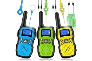 Wishouse Walkie Talkies Rechargeable for Kids Adults Long Range,Xmas Birthday Gift for Boys Girls 4 5 6 7 8 9 10 Year Old,Hiking Gear Camping Games Toys with Flashlight,VOX,Easy to Use 3 Pack