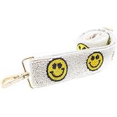 Smiley Face Beaded Purse Strap | Purse Straps Replacement Crossbody for Best Friend and Purse Essentials | Bag Strap | Luggage Straps White, Yellow