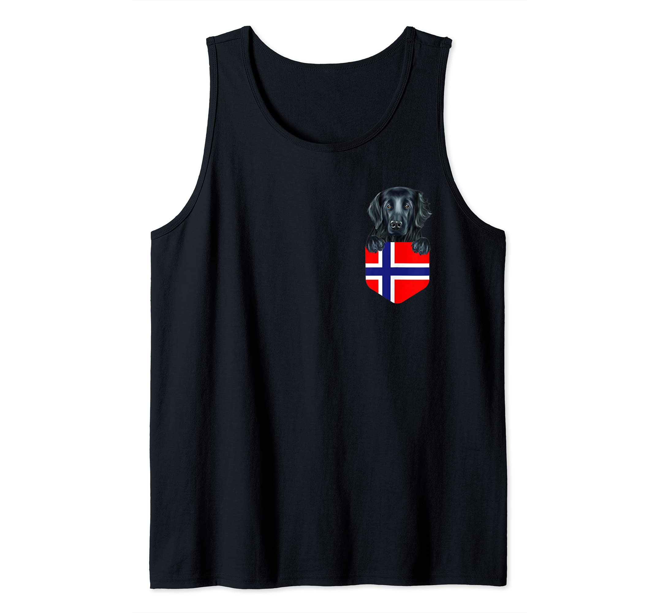 Norway Flag Flat-Coated Retriever Dog In Pocket Tank Top