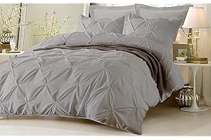 BLUEMOON HOMES King Size White Duvet Cover 100% Cotton Pinch Pleated 800 Thread Count Egyptian Cotton Long Staple Quilt Cover, Silky Soft, Breathable with Hidden Zipper Closure 1 Piece Duvet Cover (Silver Grey)