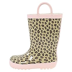 Hudson Baby Kids Rain Boots, Leopard Pink, 7 US