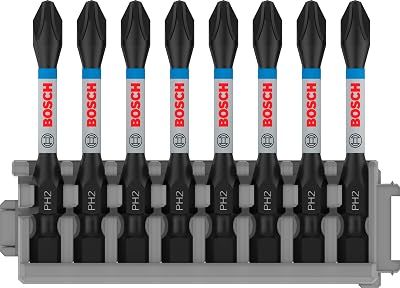 Bosch 8X PRO Phillips Impact Bit PH2 55 mm 8 pcs 1/4" Hex Shank