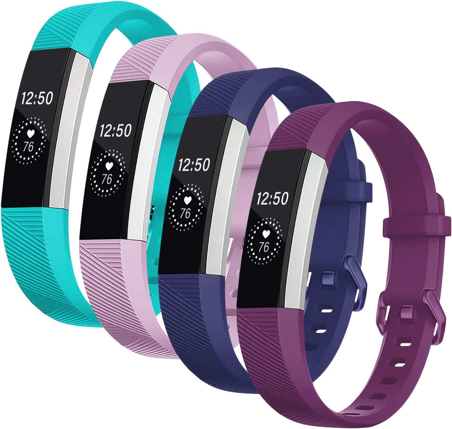 Bands Compatible with Fitbit Alta/Alta HR for Women and Men(4 Pack), Classic Soft Silicone Sport Strap Replacement Wristband for Fitbit Alta/Alta HR/Fitbit,Small Large