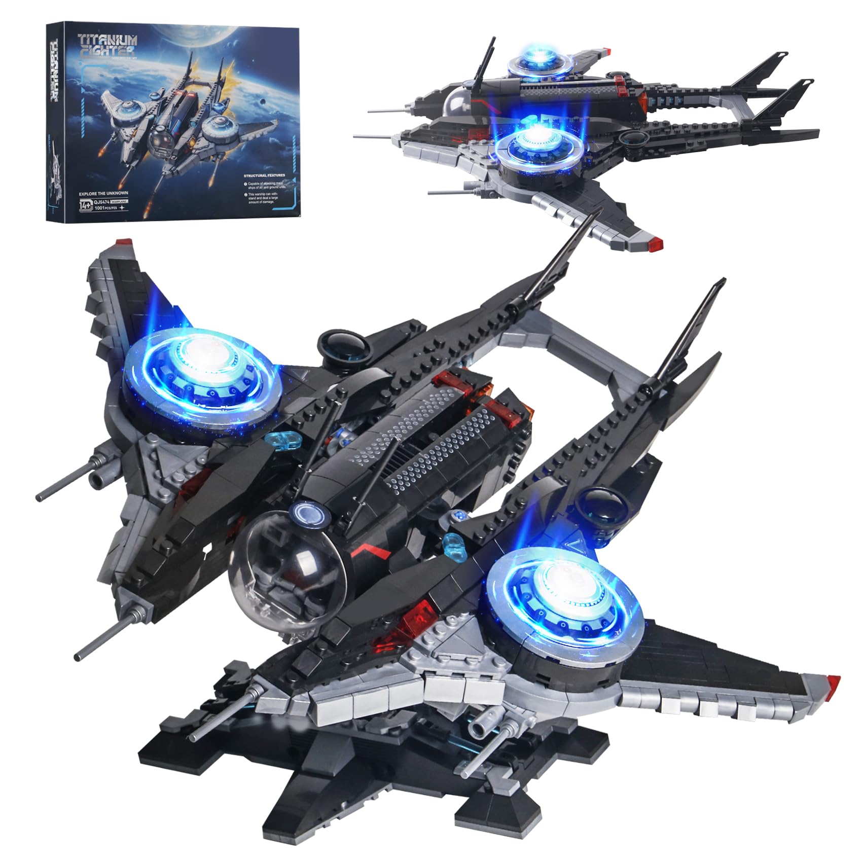Photo 1 of 1001PCS Fighter Buildable Starship Building Blocks Set(Compatible with Lego tie Fighter Size),Architecture Model UCS Collectible Toy,Best Choice Present for 14+ Kids or Adult