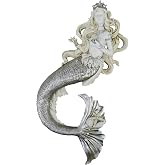 YHHRESINHOME 16 Inch Mermaid Wall Statue, Outdoor Garden Decor | Handcrafted resin wall sculpture, mermaid garden art, patio backyard accent, indoor outdoor wall decor