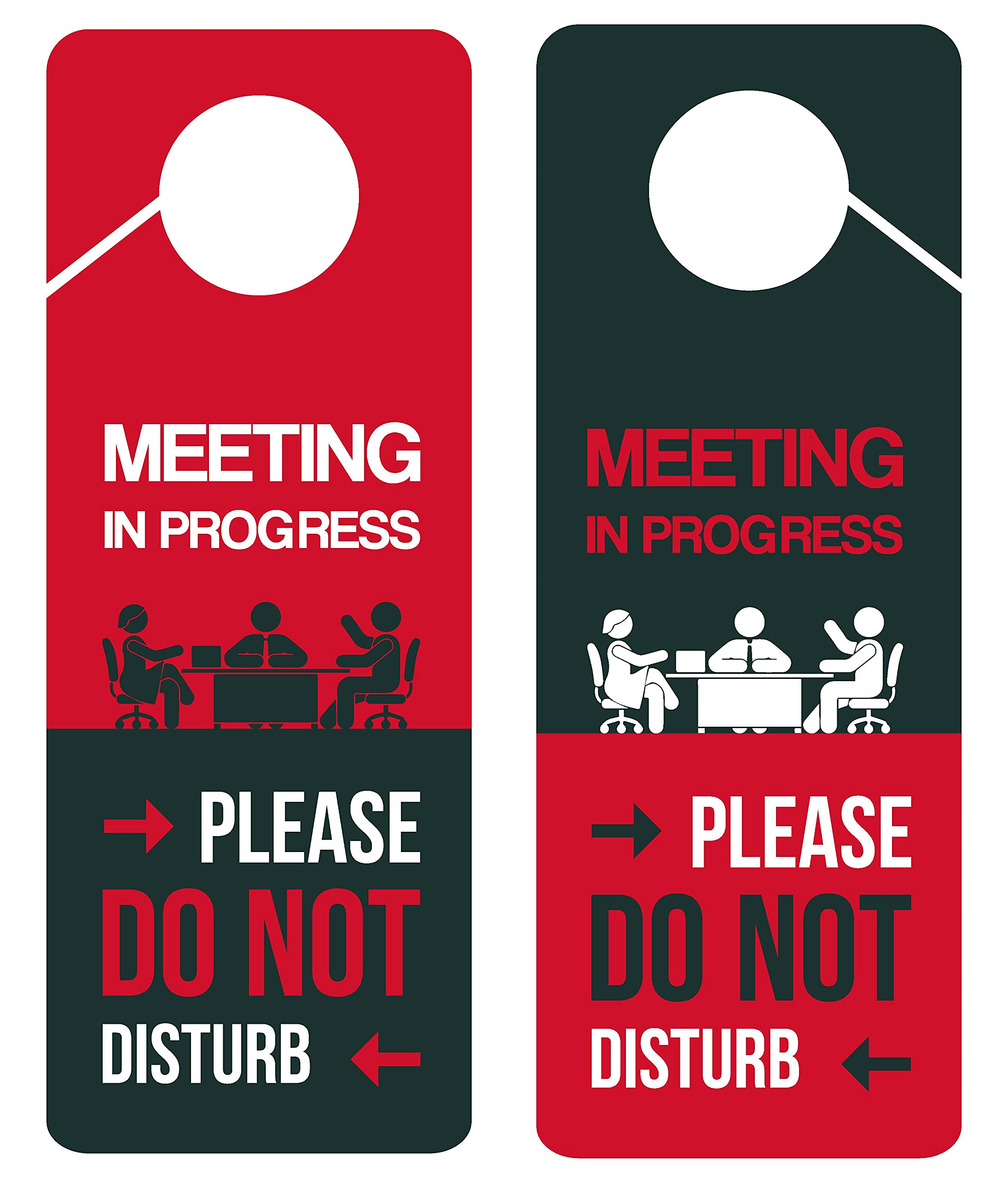Photo 1 of Business Design, Meeting In Progress Do Not Disturb Door Hanger Sign, 2 Pack, Double Sided, Ideal for Offices, Online Sessions and Meetings, Online Classes, Home Offices, Counseling