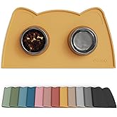 OHMO - Cat Food Mat, Silicone Pet Feeding Mat for Floor Non-Skid Waterproof Dog Water Bowl Tray, Slim Placemat for Baby Kids 