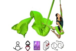 SYCYKA Deluxe Aerial Silks Equipment Set - 11 Yards Aerial Yoga Hammock Swing for Acrobatic, Circus Arts, Dance (L:10m W:2.8m)