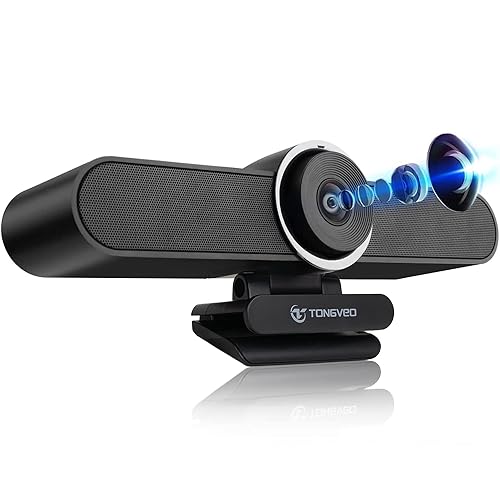 4K Webcam Conference Call TV Room Web Camera with Dual Microphones  &Speaker, All-in-One USB Video Camera, 116° Wide Angle, AI Auto Framing 