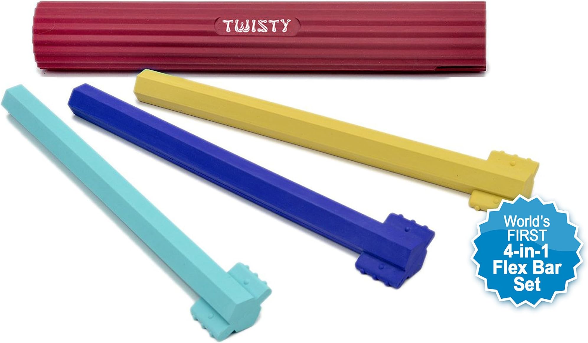 TwistyBAR 4-in-1 Interchangeable Weight Flex Resistance Bar, Comes with Bonus Free Ebook, Improves Tennis Elbow, Grip Strength and More