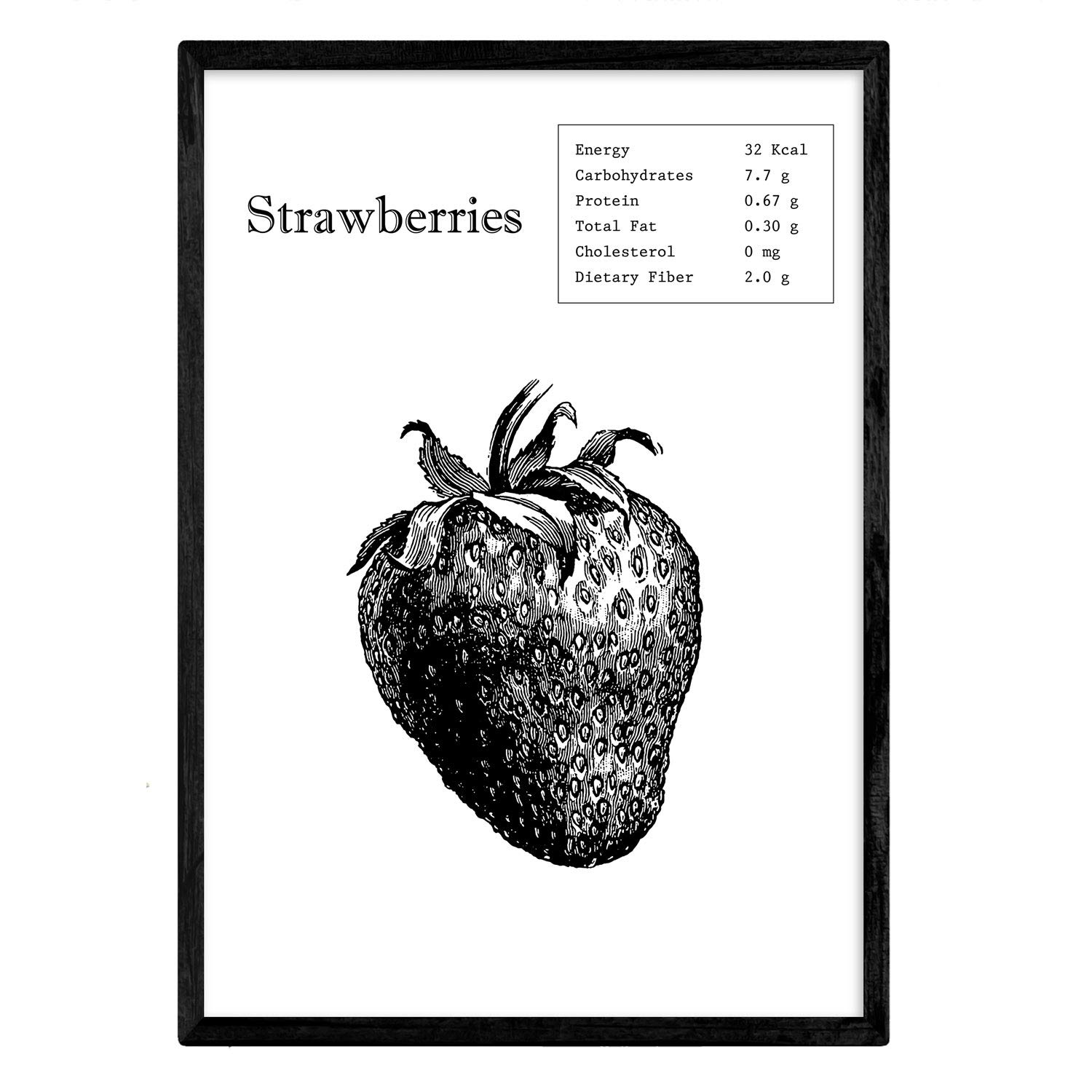 Nacnic Poster Strawberries. Sheets of fruits and vegetables in English. A3 size