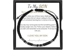 Morse Code Bracelet-To My Son, I Love You Morse Code Bracelet, Men's Adjustable Personalized Inspirational Bracelets, Birthda