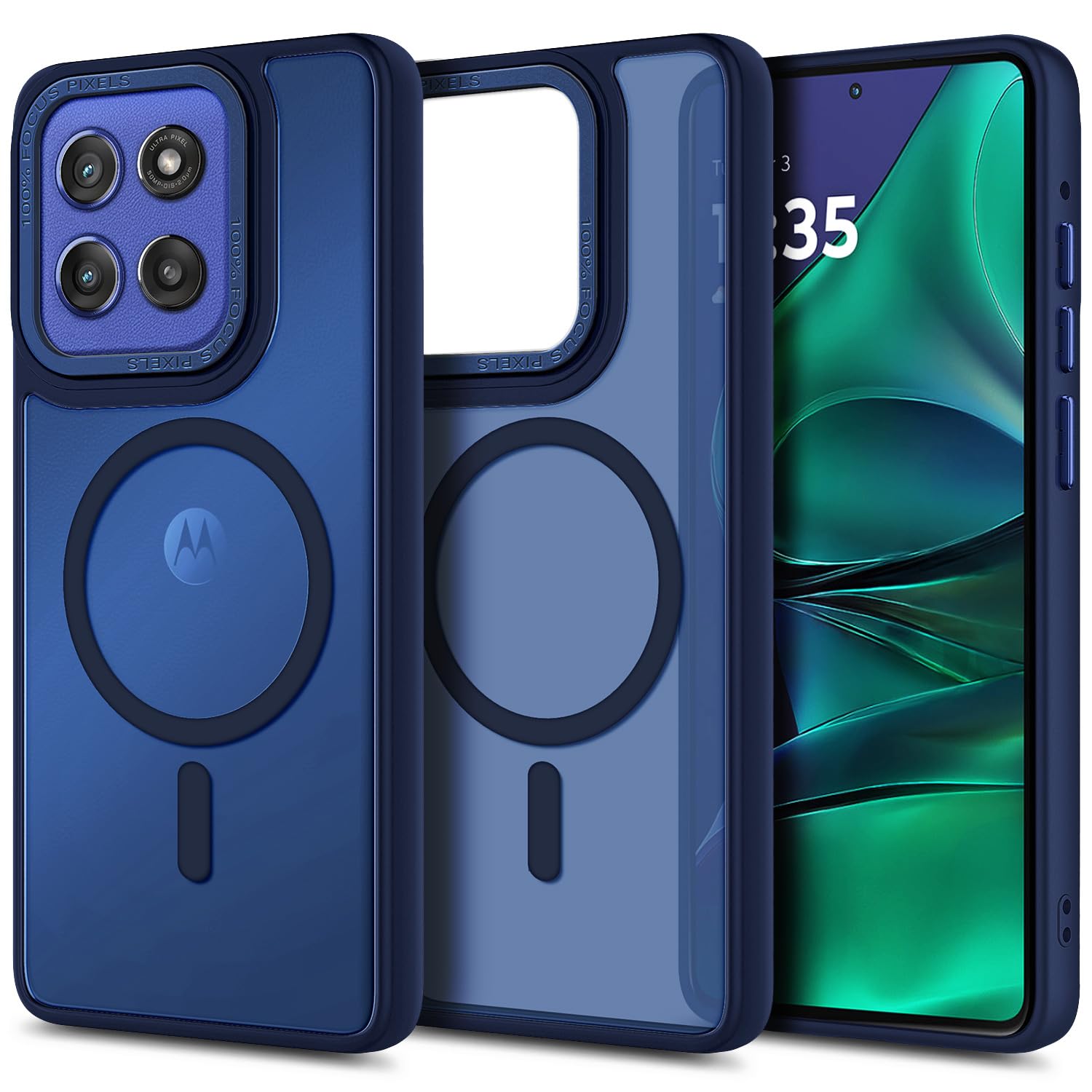 YZB Magnetic for Motorola Moto G-Stylus-2025 Case, Blue | Compatible with MagSafe, Translucent Matte Scratch-Resistant Back, Military-Grade Protection Shockproof Slim Phone Cover