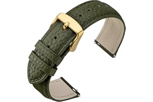 ANNEFIT Watch Band 19mm, Quick Release Textured Padded Leather Straps with Gold Buckle for Men and Women (Army Green)