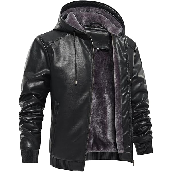 CJQJPNZ Bomber Men Leather Jacket Natural Fur Collar Classic