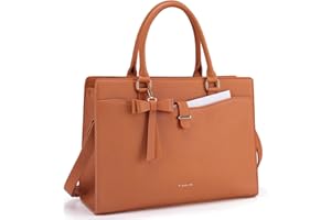 Missnine Laptop Tote Bag for Women 15.6 Inch Leather Work Bags Teacher Computer Purse Briefcase Handbag for Office, Travel