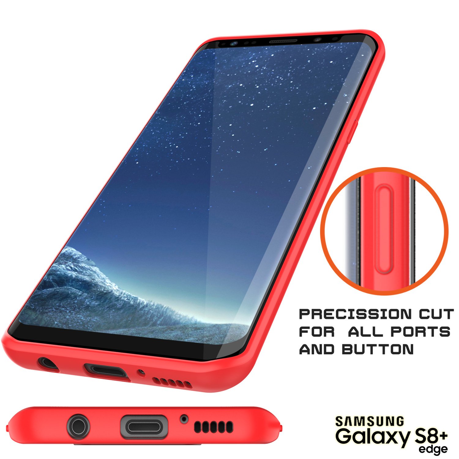 Galaxy S8 Plus Case, Punkcase [MASK Series] Full Body Hybrid Dual Layer TPU Cover [Clear Back][Non Slip][Ultra Thin Fit] W/Protective PUNKSHIELD Screen Protector for Samsung Galaxy S8 + [RED]