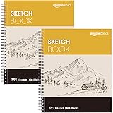 Amazon Basics Sketch Pad, 11"x14", 60 lb. / 90 gsm, 100 Sheets, White, 2 Pack
