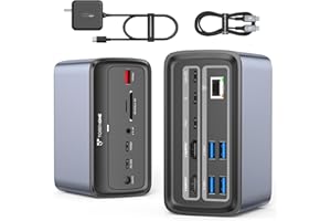 TobenONE USB C Docking Station Triple 4K Display, 100W GaN III Charger, 16-in-1 USB C Laptop Dock with USB C Video Port, Dual HDMI, 7 USB, SD/TF, RJ45 for Thunderbolt 4/3, USB-C Windows