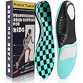ROCKTAKIN Kids Arch Support Shoe Insoles, Plantar Fasciitis Orthotics Inserts Strong Support for Children's High Arch, Flatfoot Pain Relief, Posture Improve
