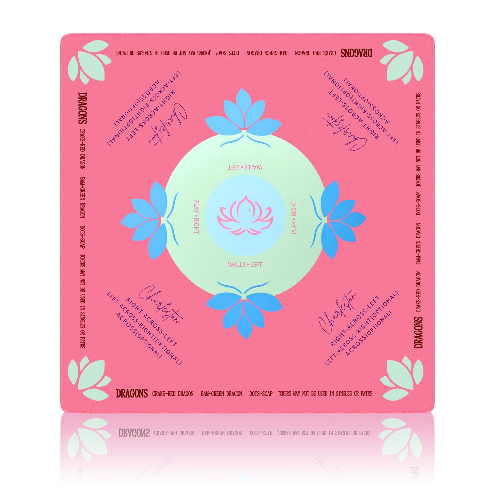 Photo 1 of Mahjong Mat for Table with Learning Rules - 33"x33" Noise Reduction | Non-Slip Neoprene American Mah Jongg Game Cloth - Domino Pocker Card Board Game Cover - Mahjong Accessories Gifts with Travel Bag