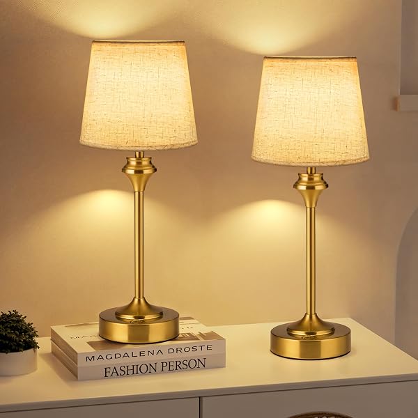 NIORSUN PORTABLES CORDLESS TABLE LAMP SET OF 2,FLAXEN...