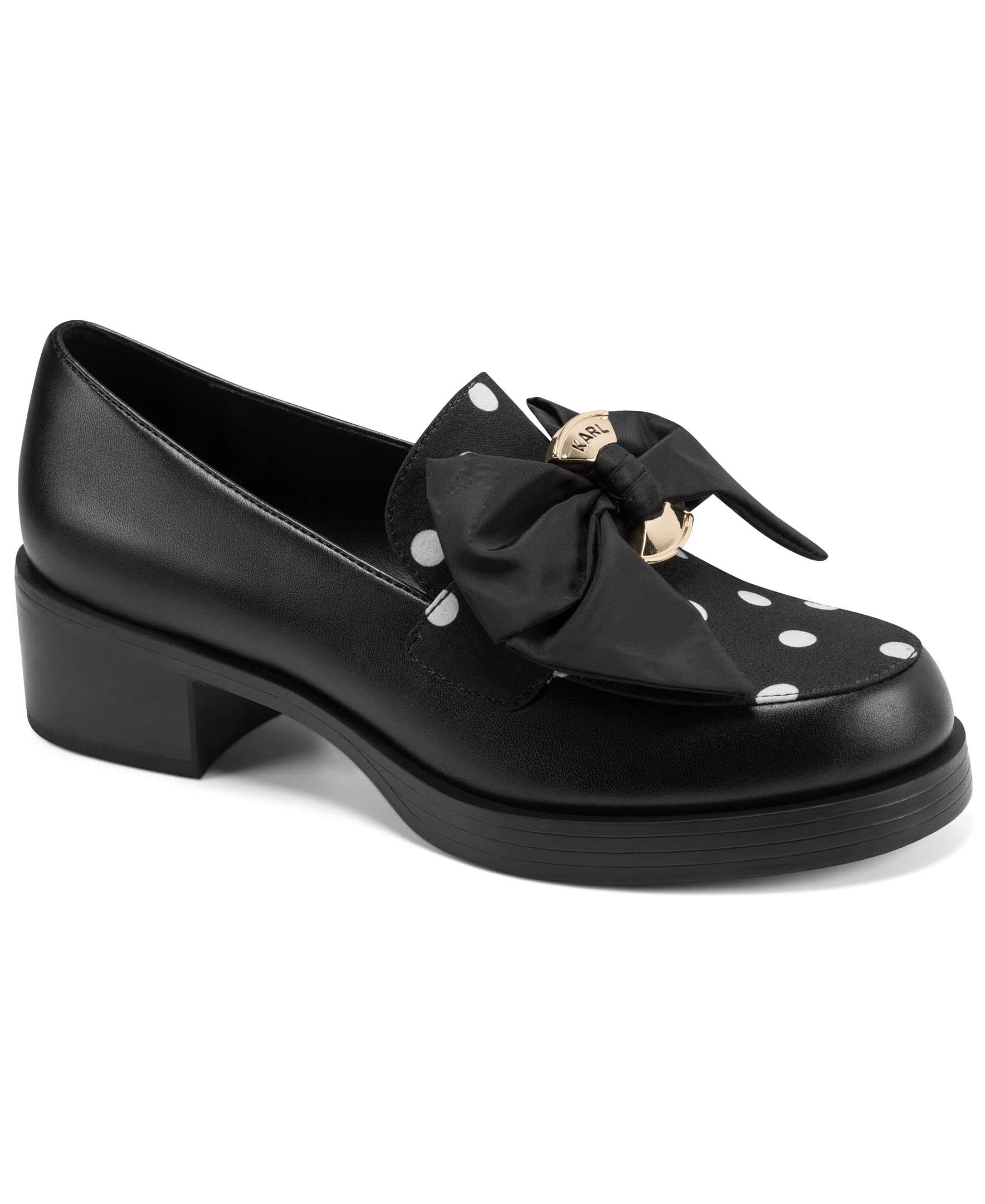 KARL LAGERFELD Women’s Camilla Loafer with Oversized Bow, Black/White, 11